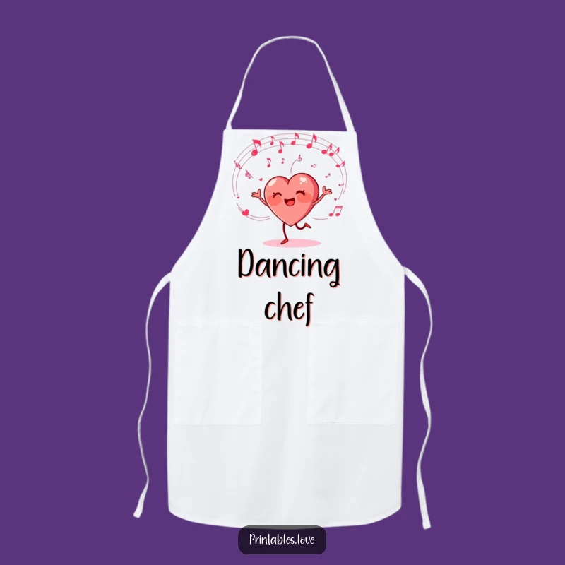 Funny Dancing Heart Apron - Musical Cartoon Kitchen Wear for Cooks