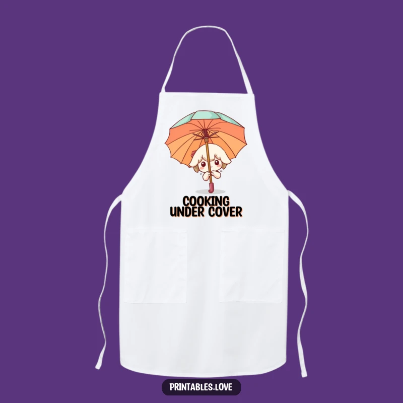 Funny Kawaii Umbrella Kitchen Apron: Peek-a-boo Chef Style