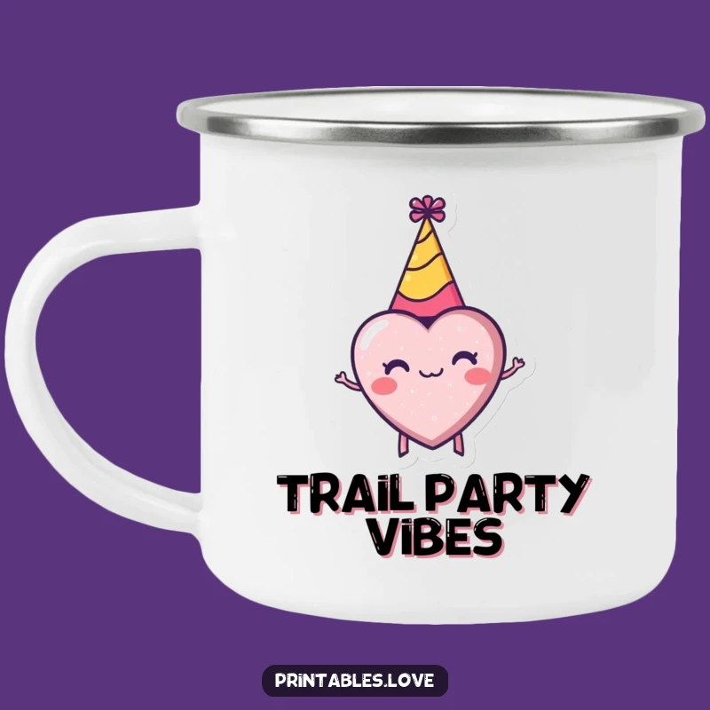 Funny Tiny Heart Party Hat Camping Mug: Outdoor Enthusiastic Celebration