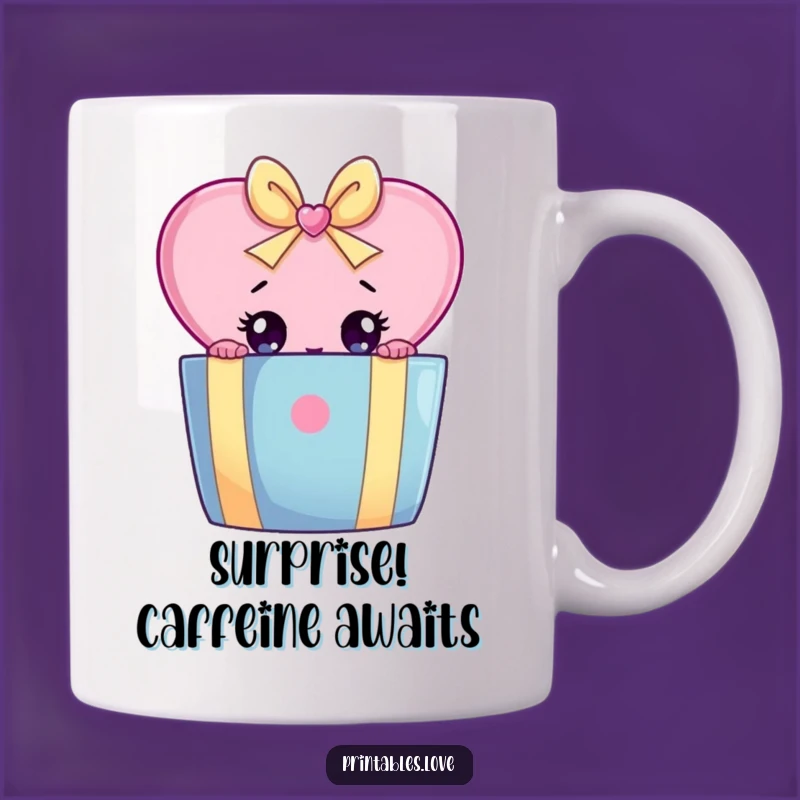 Funny Heart Peeking Gift Box Mug: Hilarious Surprise Reveal Gift