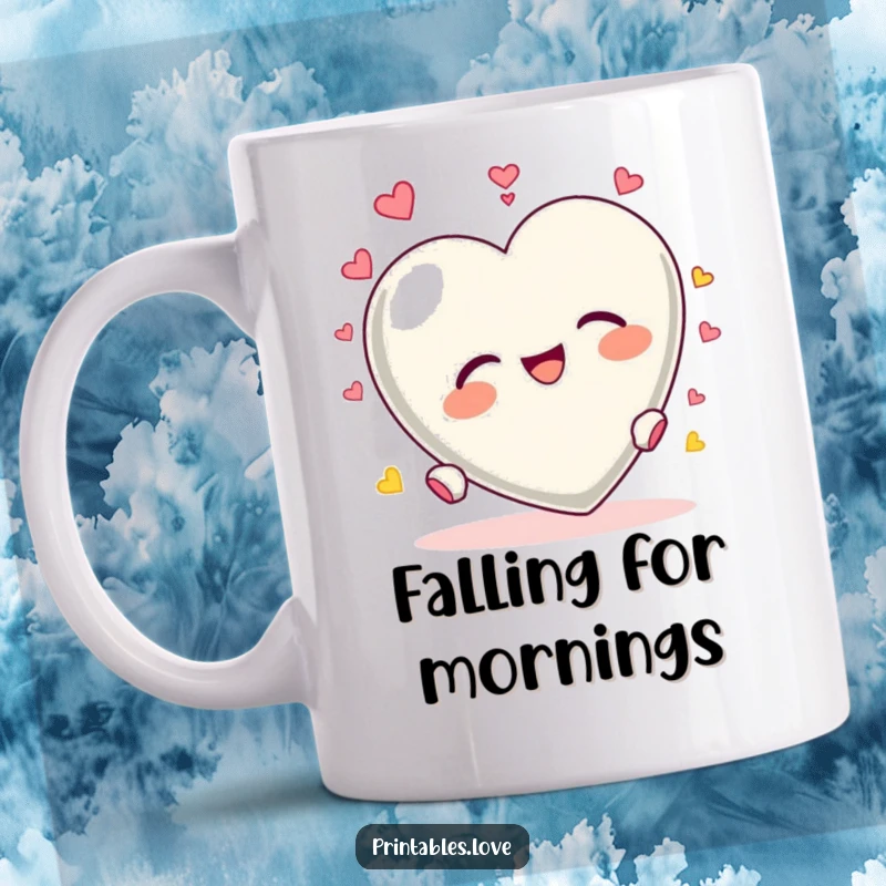 Funny Heart Tumbling Mug: A heart character tumbles end over end with complete, delighted abandon.