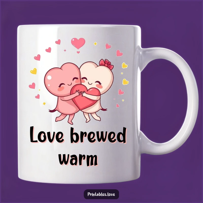 Funny Hugging Hearts Mug - Adorable Cartoon Gift for Best Friends Forever