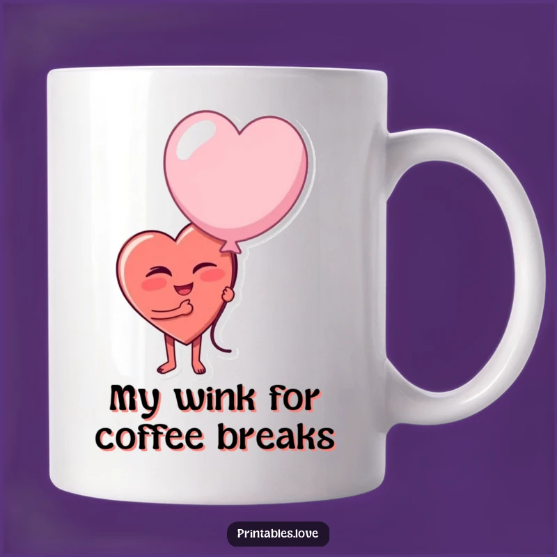 Funny Winking Heart Balloon Mug - Playful Surprise Gift for Jokers