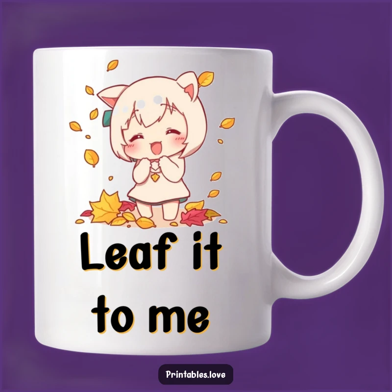 Funny Kawaii Autumn Leaf Catcher Mug - Perfect Seasonal Gift for Her