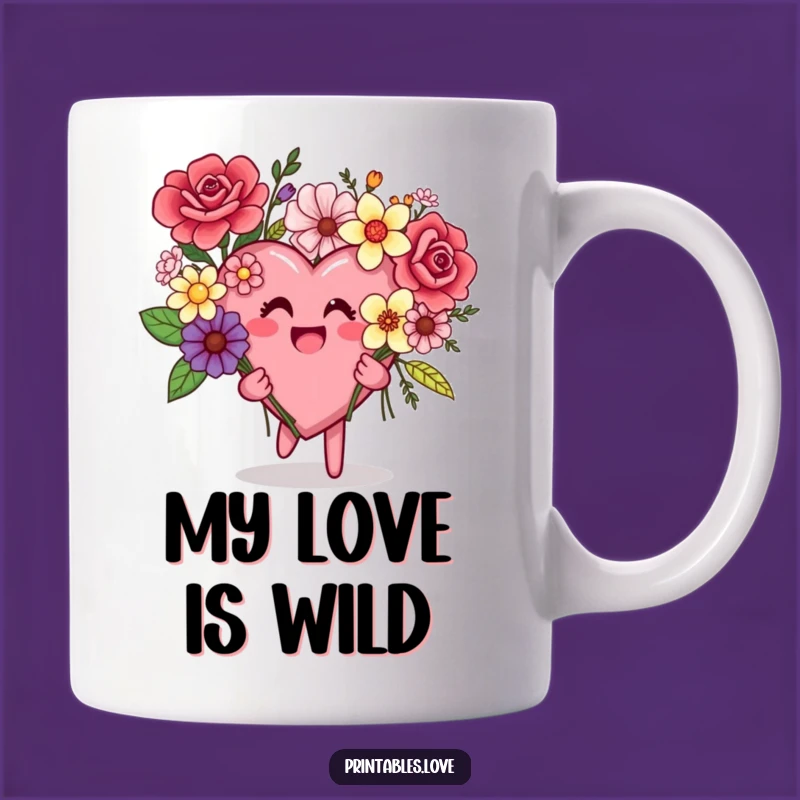 Funny Mismatched Flowers Heart Mug: Perfect Humorous Gift for Gardeners & Romantics