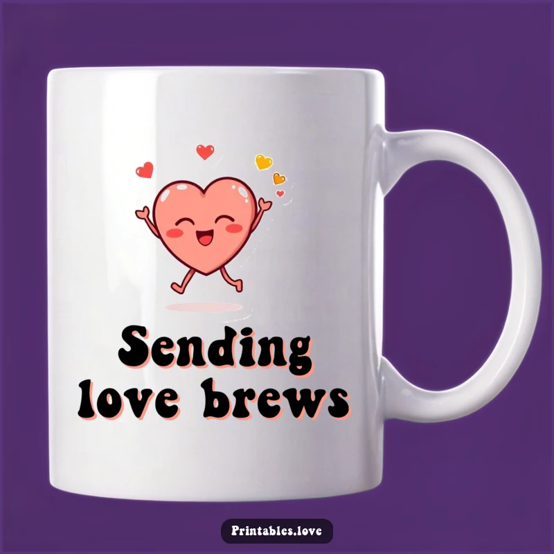 Funny Heart Emoji Lover Mug - Joyful Leaping Heart Cartoon Gift for Romance
