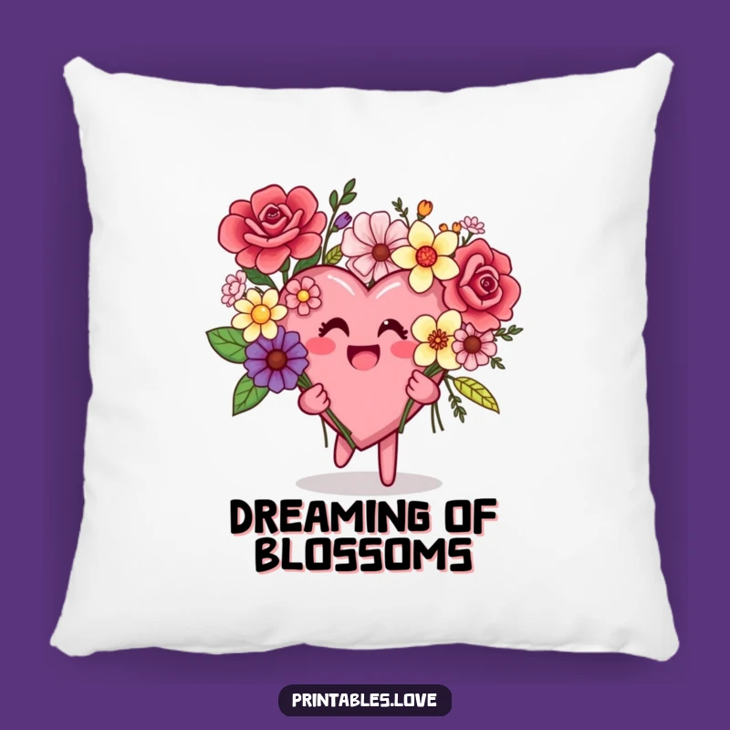 Funny Mismatched Flowers Heart Pillow: Cozy & Whimsical Home Decor