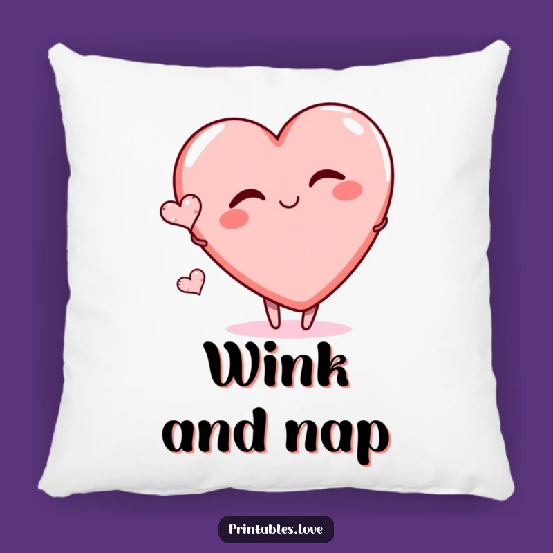 Funny Winking Heart Pillow - Soft Cartoon Cushion for Playful Comfort