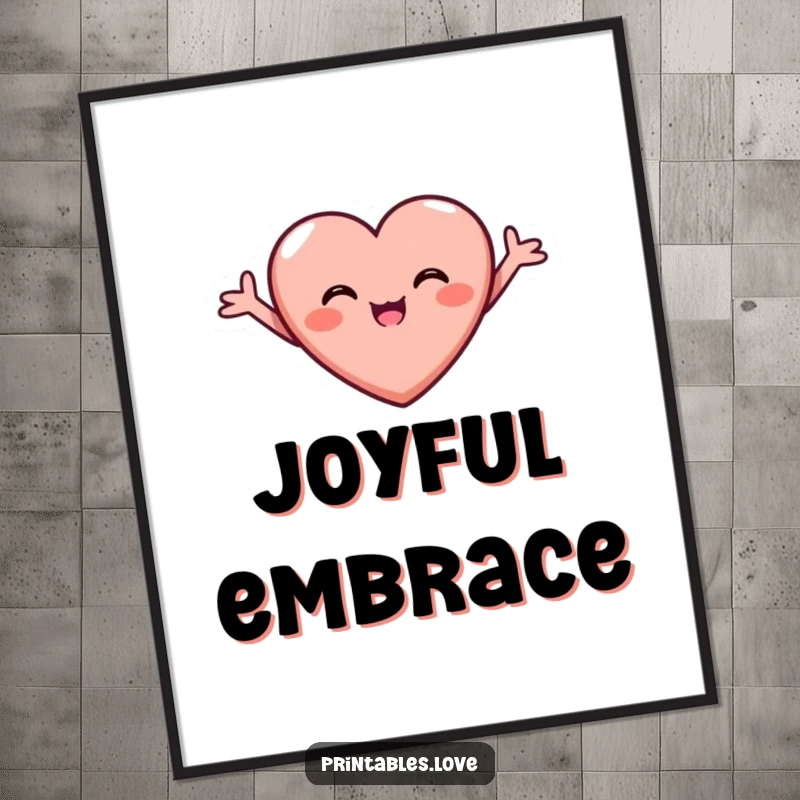 Funny Joyful Heart Digital Art Print with arms outstretched, beaming with pure joy, spreading happiness and love instantly.