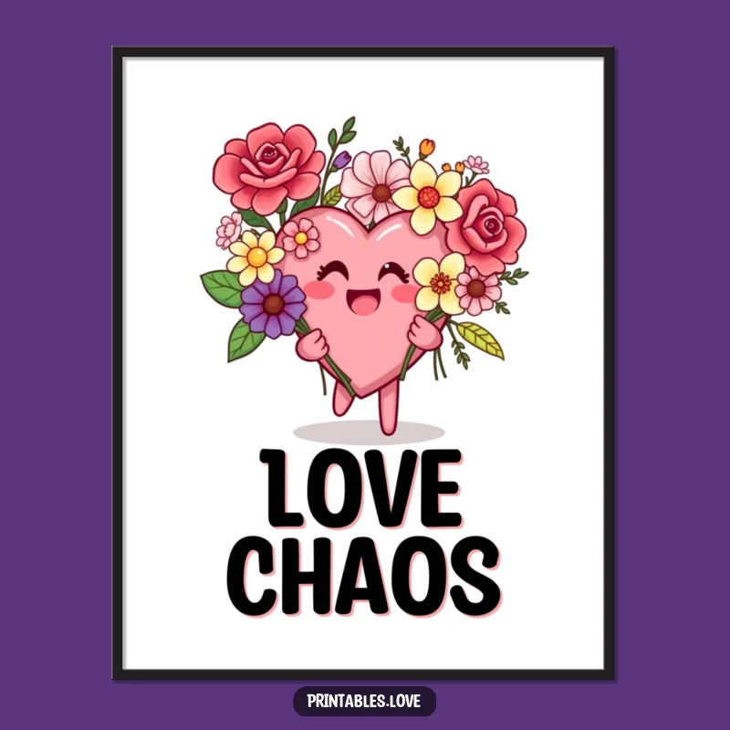 Funny Mismatched Flowers Heart Digital Art: Instant Whimsy & Humor