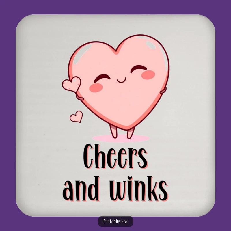 Funny Winking Heart Drink Coaster - Playful Protector for Tables