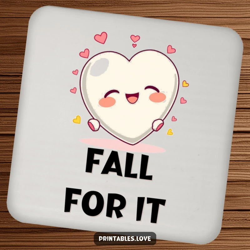 Funny Heart Tumbling Coaster: A heart character's joyful tumble protects surfaces with humor.