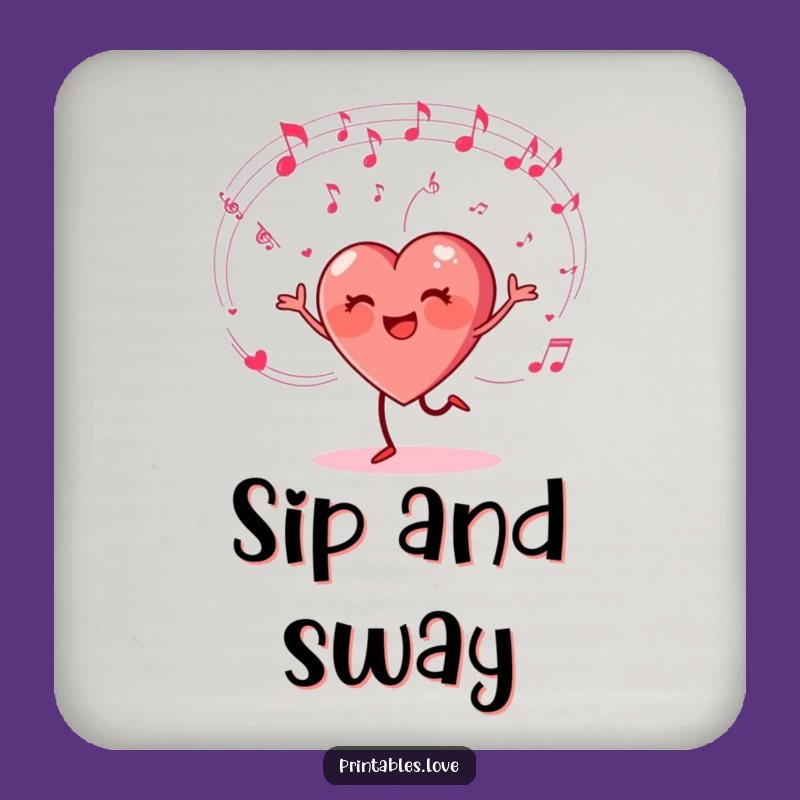 Funny Dancing Heart Drink Coaster - Musical Cartoon Protector for Tables