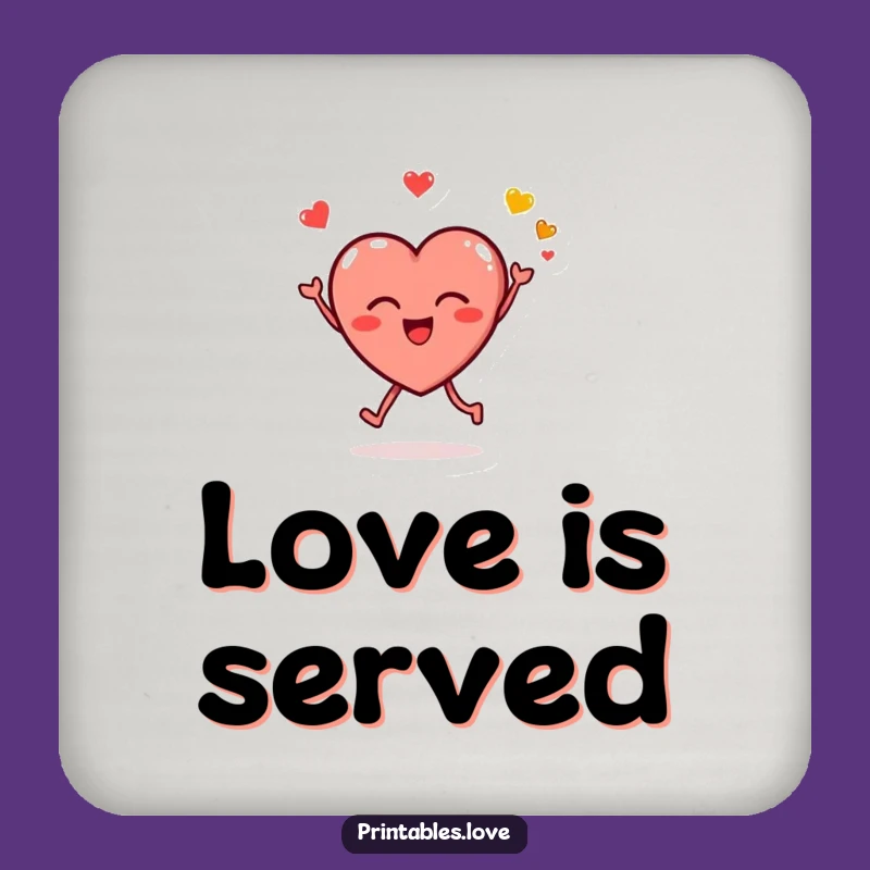 Funny Heart Emoji Drink Coaster - Cute Romantic Protector for Tables