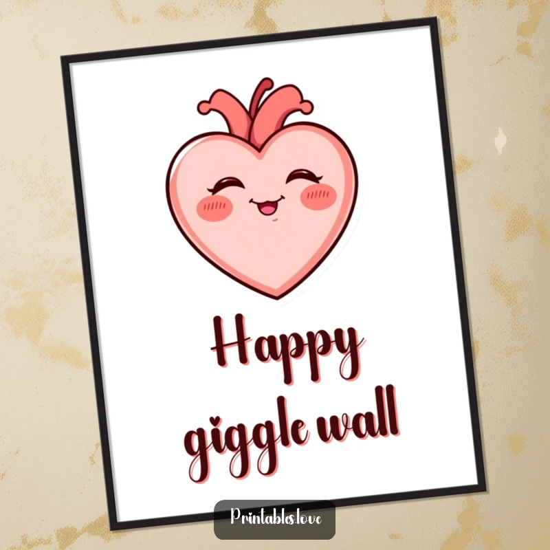 Funny Giggling Heart Poster with rosy cheeks, giggling uncontrollably, radiating pure, infectious mirth and happiness on any wall.
