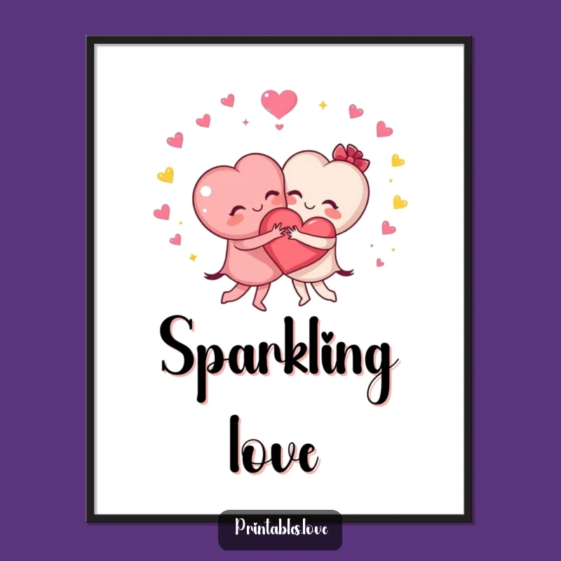 Funny Hugging Hearts Poster - Adorable Friendship Wall Art for Rooms