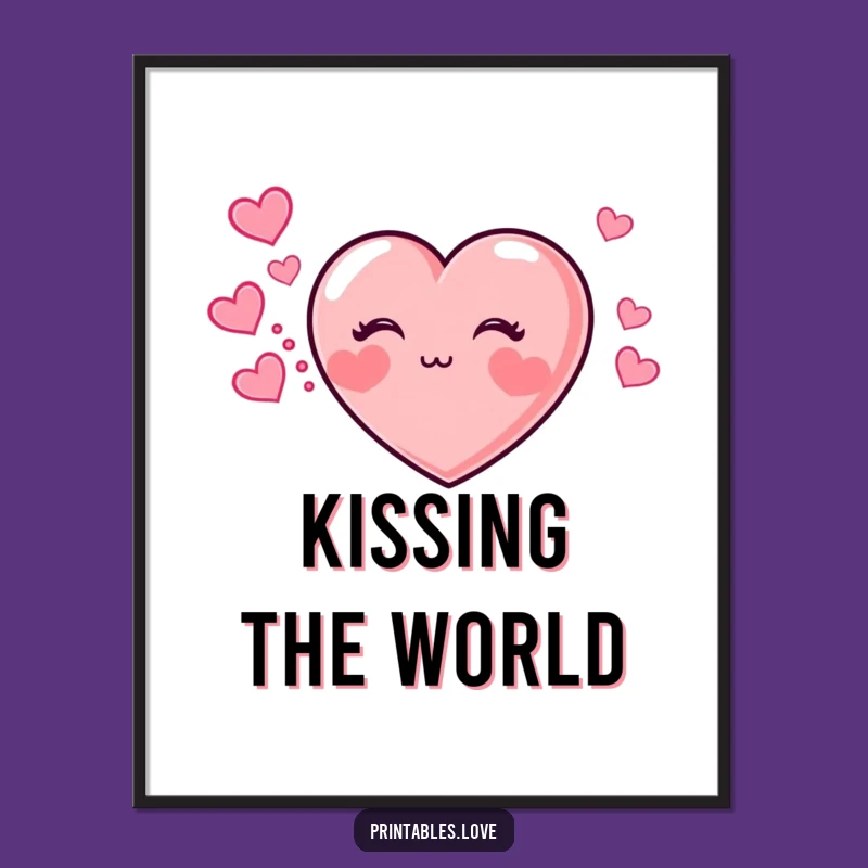 Funny Kissing Heart Poster: Sweet Love Art, Hilarious Gift for Decor!