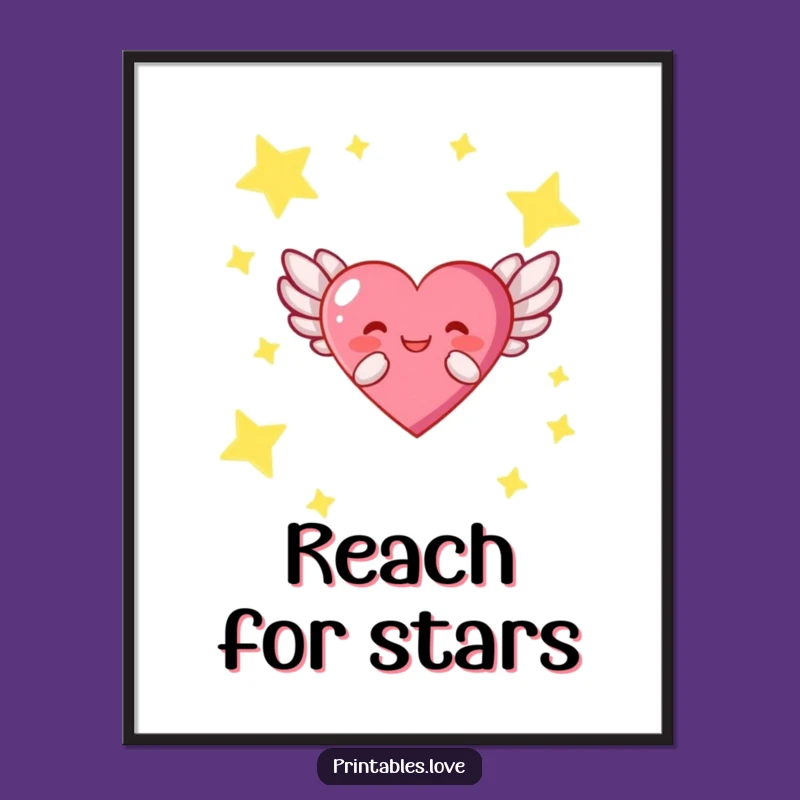 Funny Winged Heart Poster: Celestial Art for a Joyful, Dreamy Space