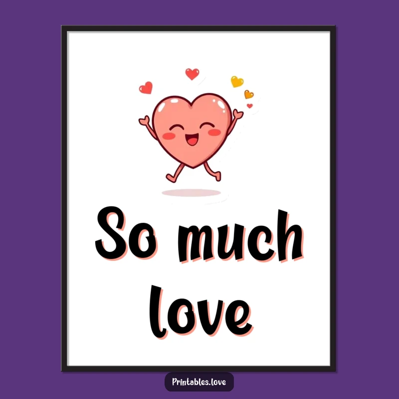 Funny Heart Emoji Poster - Joyful Love Cartoon Wall Art for Bedrooms