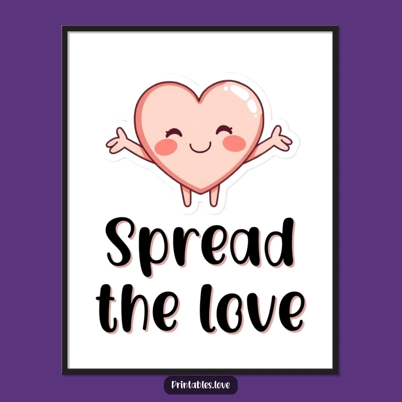 Funny Hugging Heart Character Poster: Adorable Wall Art for a Cheerful Home