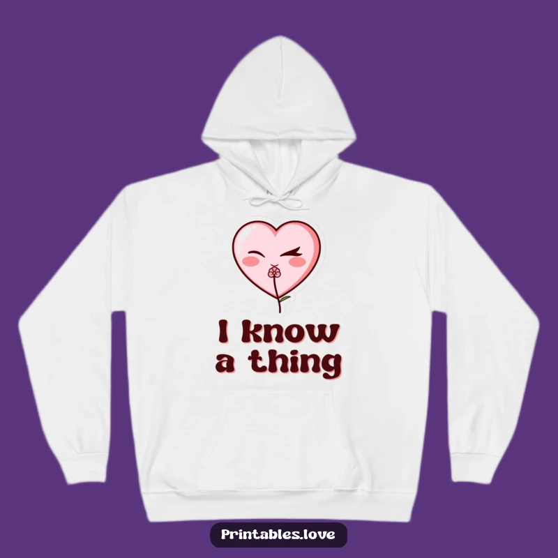 Funny Winking Heart Hoodie: Cozy Mischief with a Floral Touch