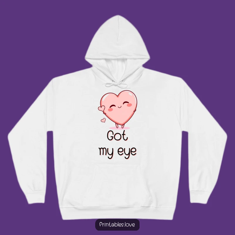 Funny Winking Heart Hoodie - Cozy Cartoon Sweatshirt for Playful Vibes
