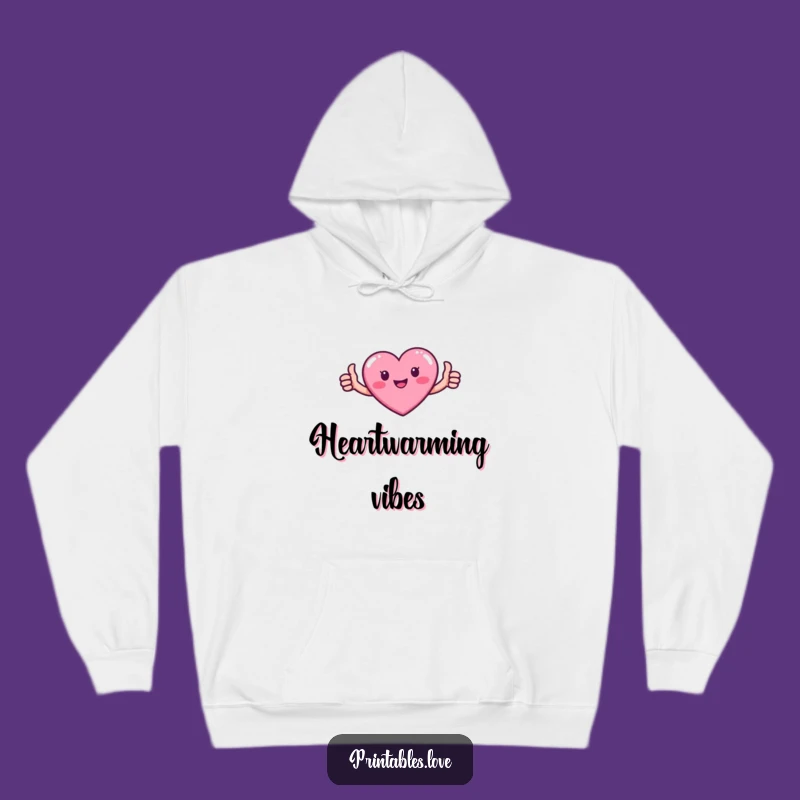 Funny Heart Hoodie: Cozy Pink Character Thumbs Up Sweatshirt