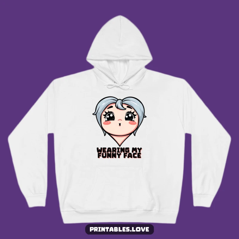 Cozy Funny Silly Face Heart Hoodie: Exaggerated Comfort, Ideal Gift!