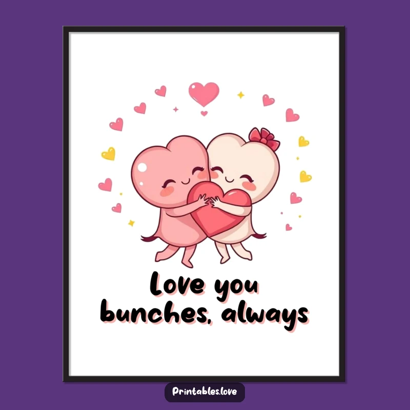 Free Printable Hugging Hearts Wall Art: Sparkling Downloadable Decor for Cozy Spaces