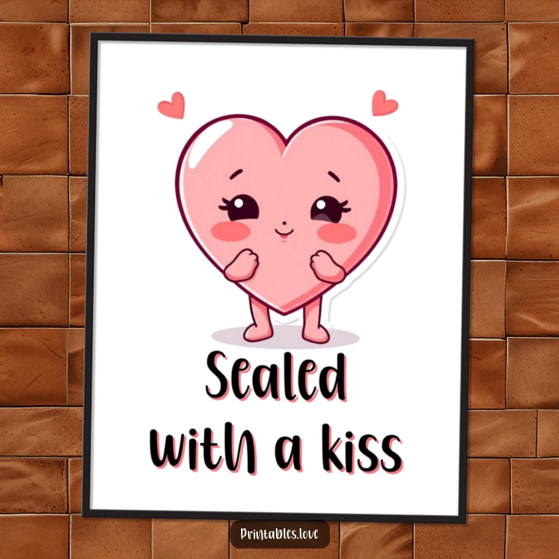 Funny Free Printable Wall Art, a heart character playfully blowing a kiss with puffed cheeks, adding a dash of cheeky decor.