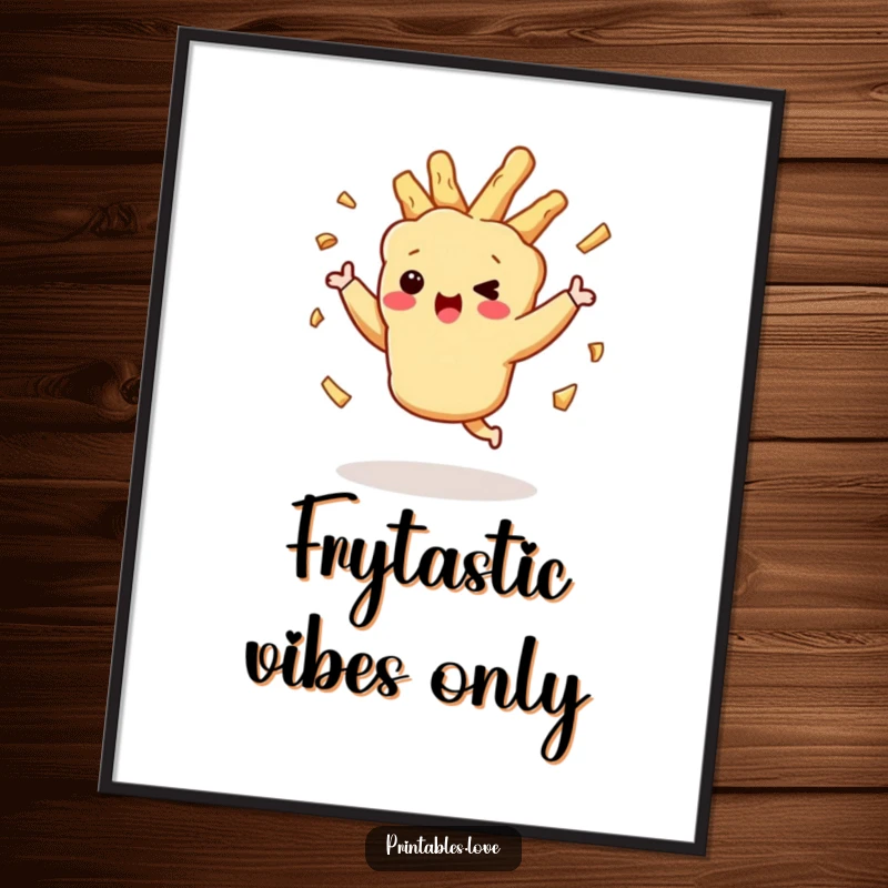 Funny Free Printable Wall Art: A Tempura Character Caught Mid-Dance with Crispy Bits Flying Merrily