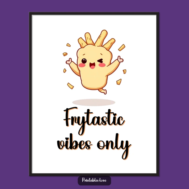 Funny Free Printable Wall Art: Dancing Tempura Character with Playful Crispy Bits