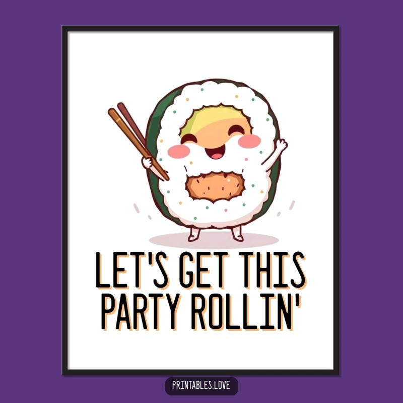 Dancing Sushi Printable Wall Art: Free Downloadable Decor for a Whimsical Kitchen