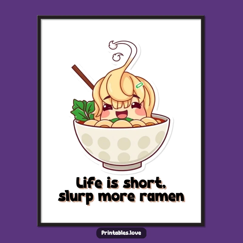 Steaming Ramen Printable Wall Art: Free Downloadable Decor for a Cozy Kitchen