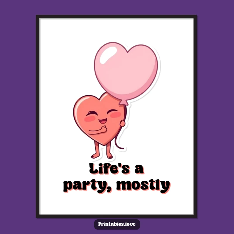Free Printable Wall Art: Winking Heart Balloon, Funny Downloadable Decor