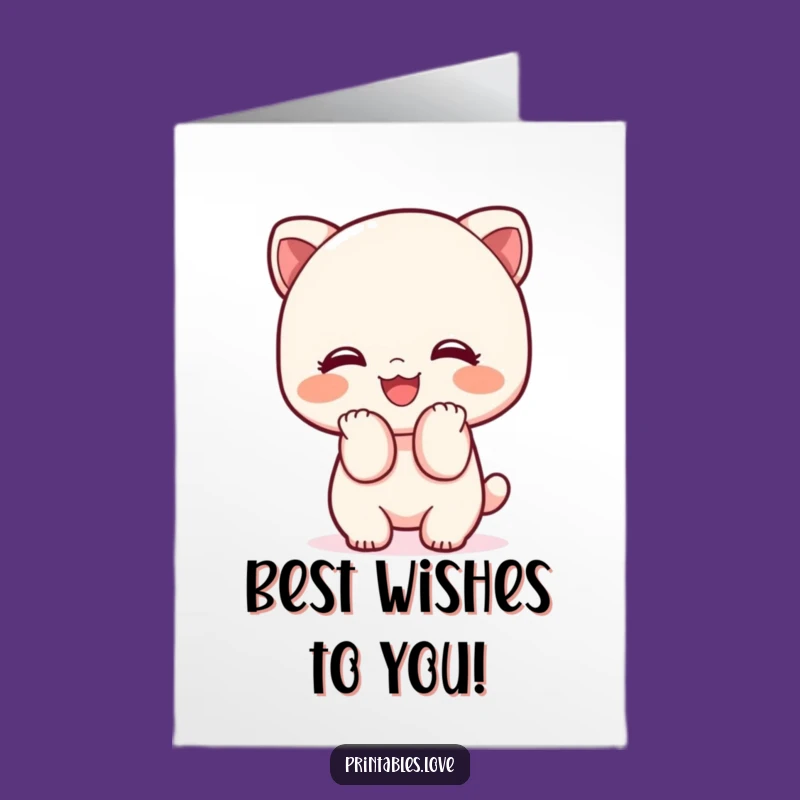 Free Printable Kawaii Birthday Card: Adorable Bowing Smile Funny Downloadable Gift