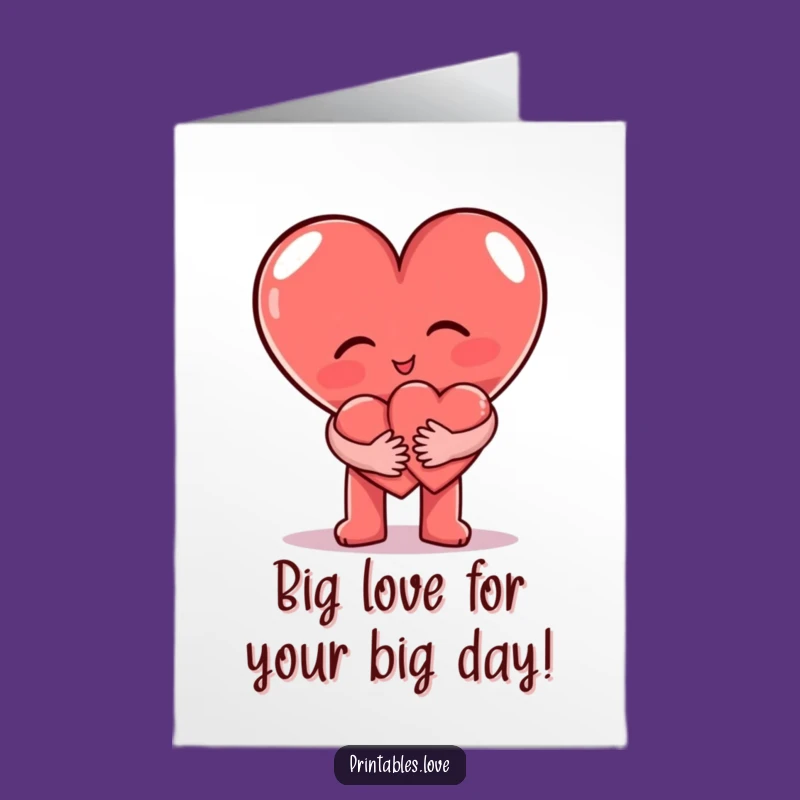 Free Printable Birthday Card: Funny Heart Hug, Downloadable & Print at Home