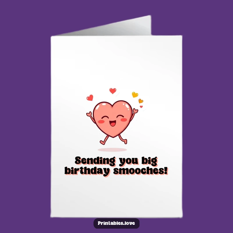 Free Printable Heart Birthday Card: Fun Kissy Emoji Downloadable Gift for Loved Ones