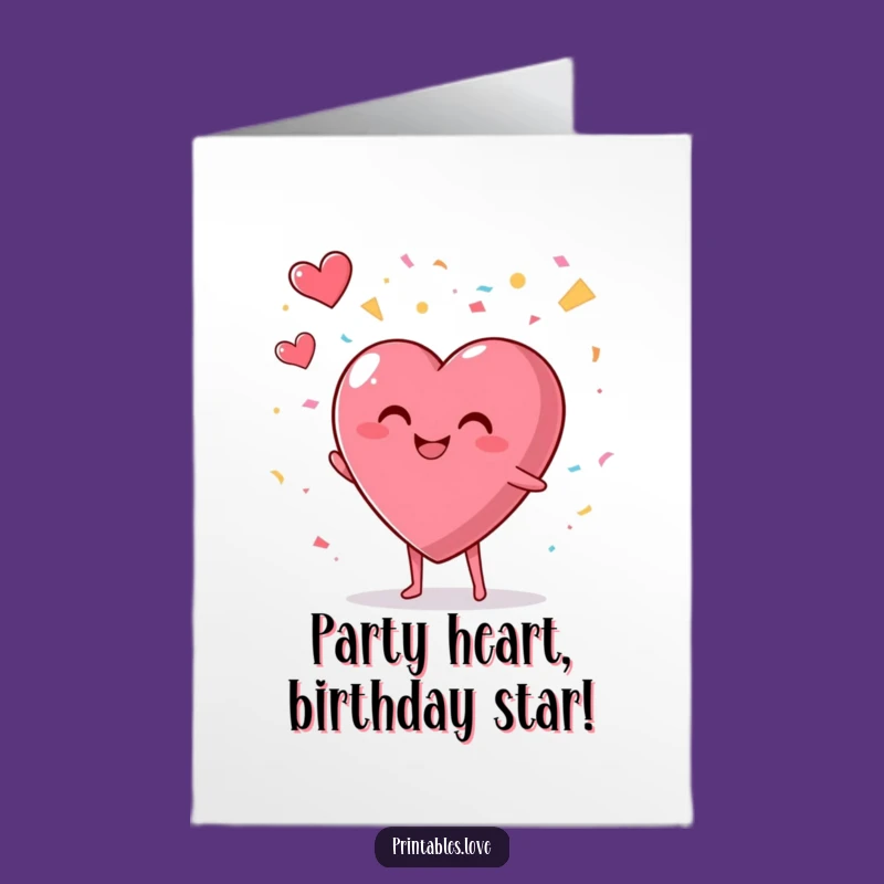 Free Printable Birthday Card: Confetti Heart Party! Fun Downloadable Greeting Gift.