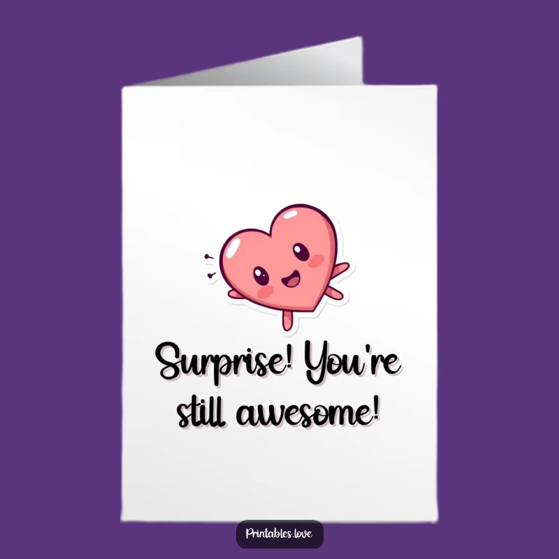 Free Printable Birthday Card: Dizzy Heart Character Surprise Downloadable Gift
