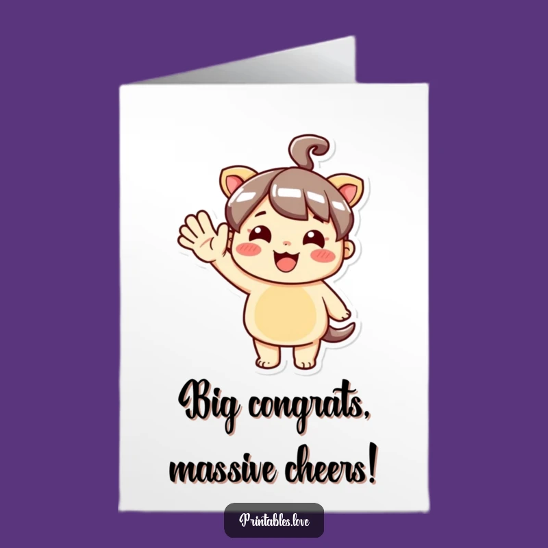 Free Printable Kawaii Hello Congratulations Card Funny Downloadable Gift for Any Occasion