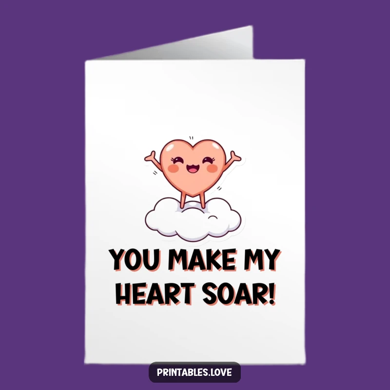 Free Printable Congrats Card: Happy Heart on Cloud! Great Downloadable Gift Idea.