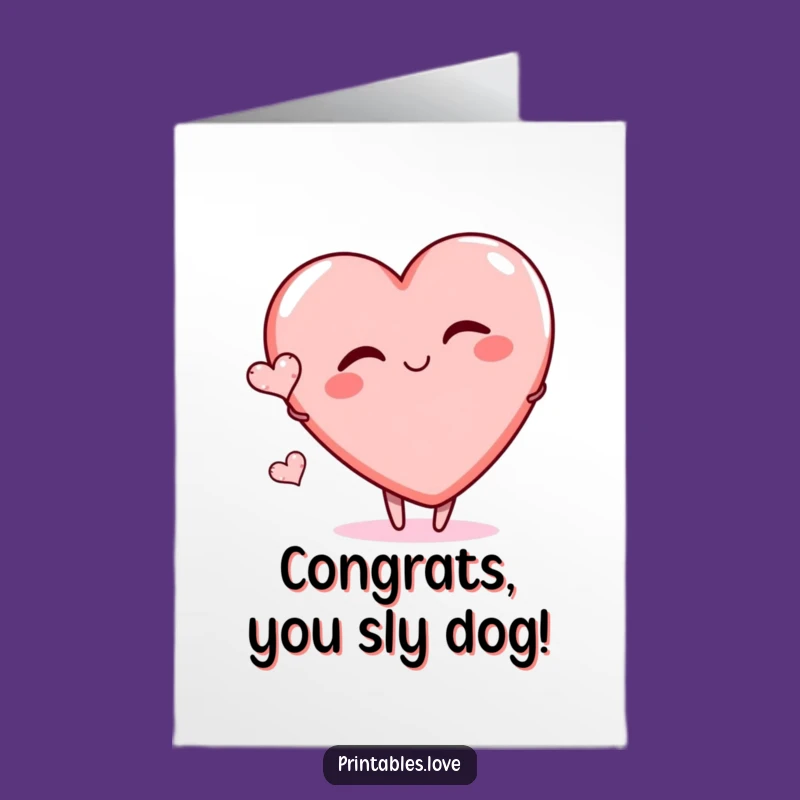 Free Printable Winking Heart Congrats Card: Cheeky Downloadable Gift for High Fives
