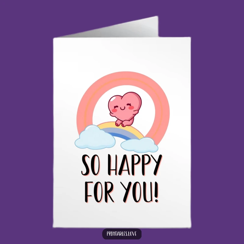 Free Printable Congrats Card: Rainbow Heart Slide Downloadable Celebration