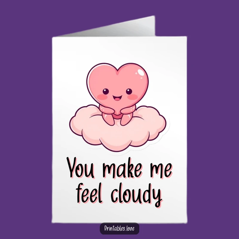 Free Printable Thank You Card: Cloud Heart Character, Heartfelt Downloadable Gift