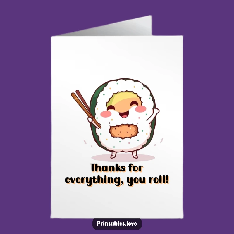 Sushi Thank You Card: Free Printable Downloadable Greeting for a Delicious Appreciation