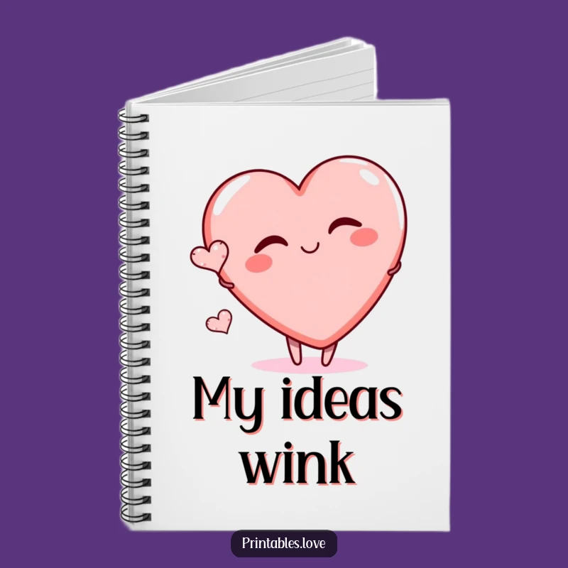 Funny Winking Heart Notebook - Playful Cartoon Journal for Notes