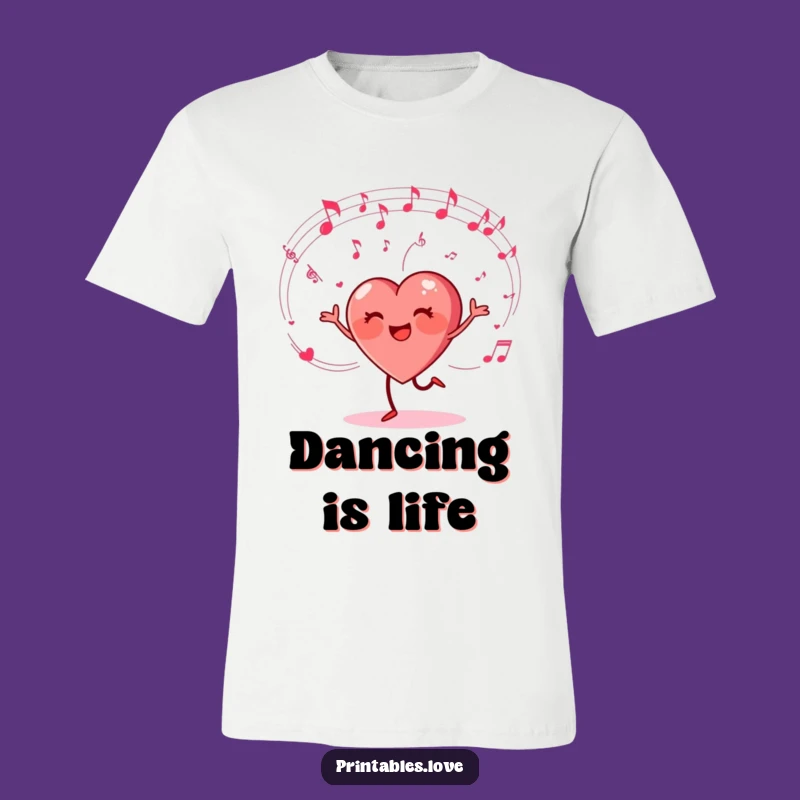 Funny Dancing Heart T-Shirt - Musical Cartoon Tee for Happy Vibes