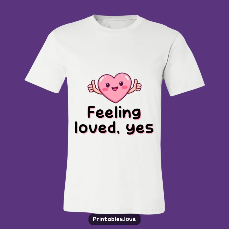 Funny Heart T-Shirt: Pink Character Thumbs Up Tee for Good Vibes