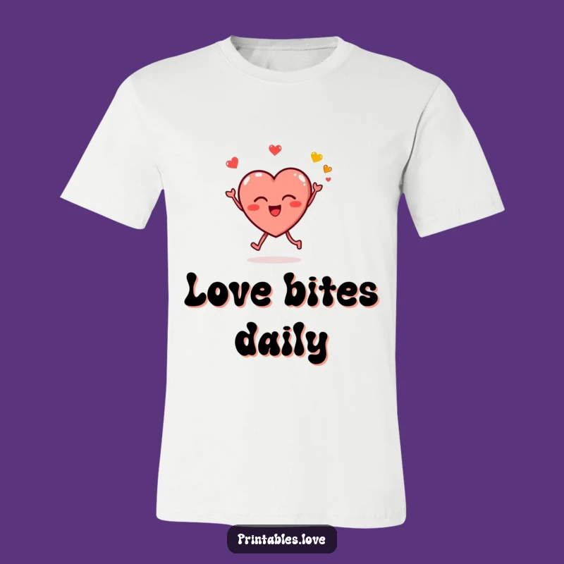 Funny Leaping Heart Emoji T-Shirt - Cute Romantic Cartoon Tee for Valentines